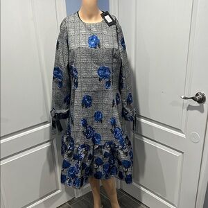 BRAND NEW Elegant Blue Floral Women's Dress XXL